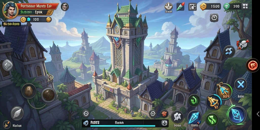 Tampilan gameplay epik Tower Defense di 55RT dengan menara yang siap bertahan.