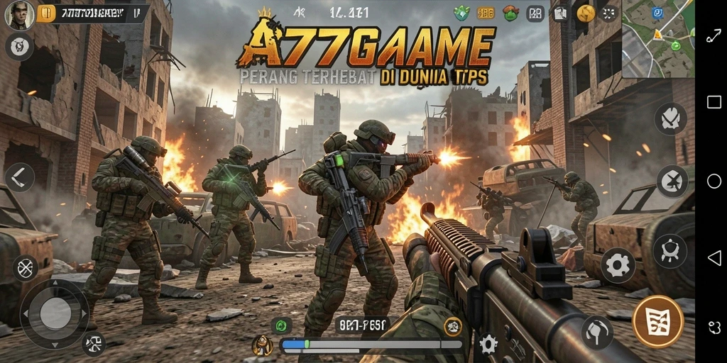 Tangkapan layar memperlihatkan aksi seru dalam pertempuran A777GAME TPS.
