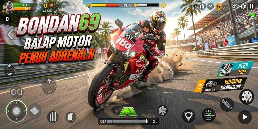 Gameplay BONDAN69 yang seru dalam balapan motor.