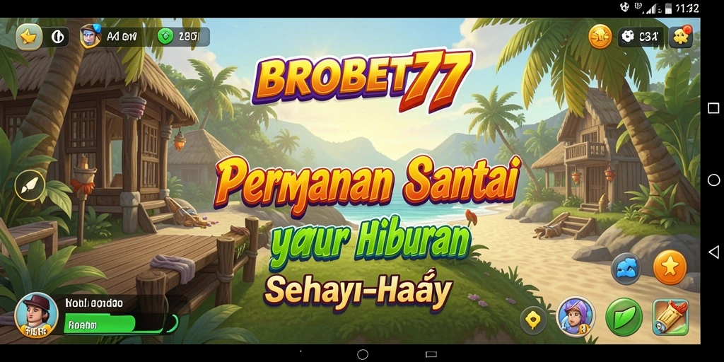 Tampilan gameplay BROBET77 yang santai dan penuh warna.