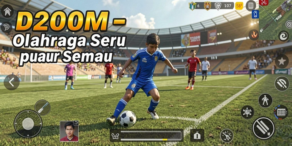 Tampilan gameplay menegangkan di D200M dengan berbagai olahraga.