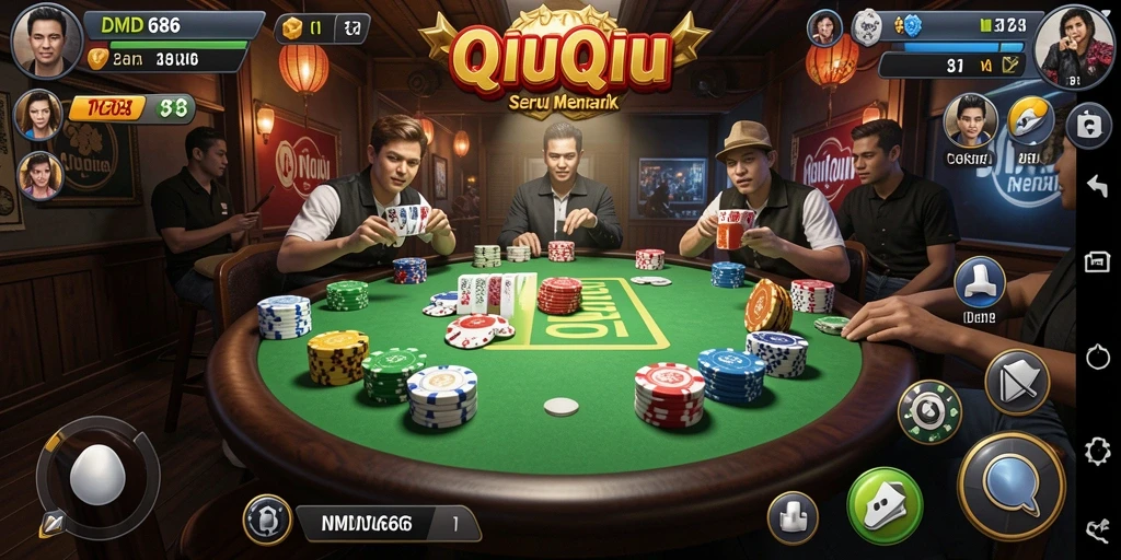 Screenshot gameplay DMD686 menunjukkan keseruan permainan QiuQiu.