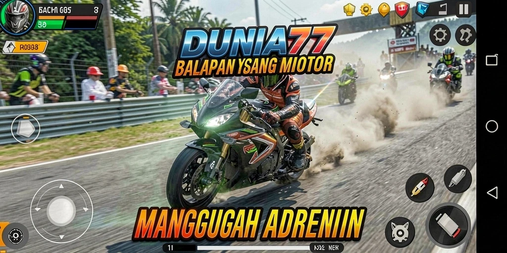 Tampilan gameplay seru dari balapan motor di DUNIA77.