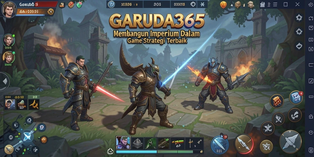 Screenshot utama GARUDA365 menampilkan strategi pertempuran yang intens.