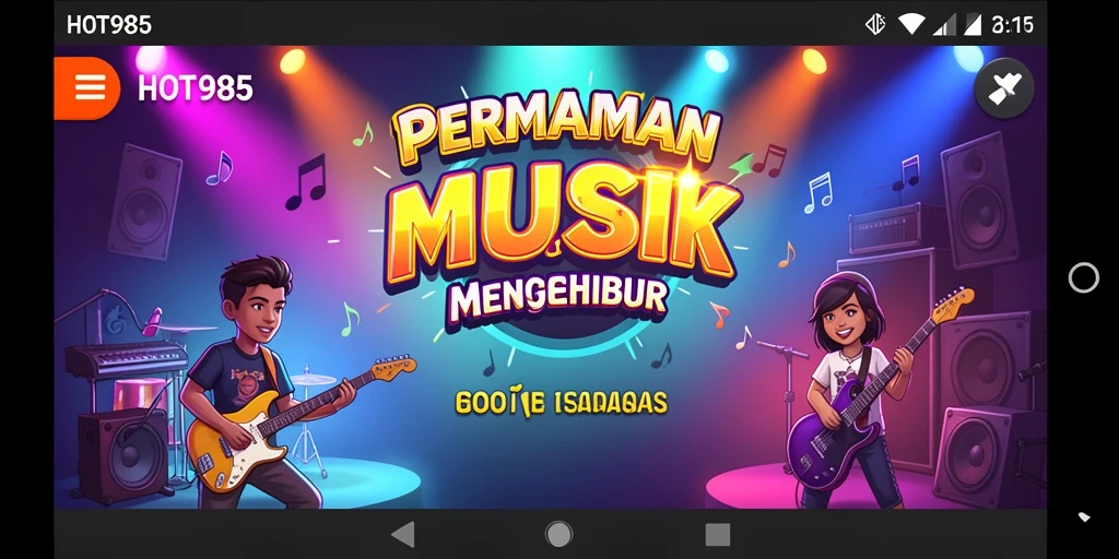 Tangkapan layar HOT985 menampilkan gameplay musik yang seru.
