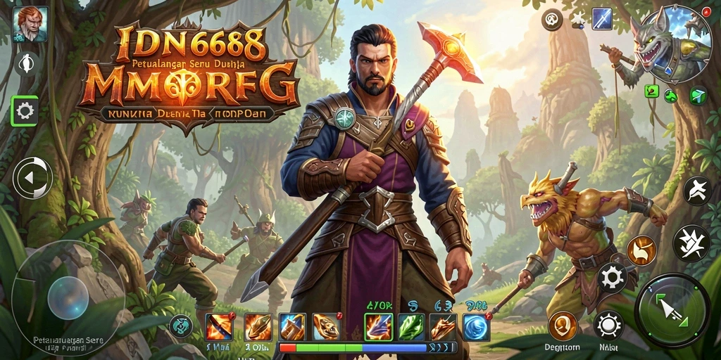 Screenshot gameplay IDN668 yang menampilkan pertarungan seru dalam MMORPG.