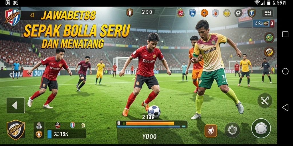 Tangkapan layar utama JAWABET88 yang menunjukkan aksi sepak bola yang mendebarkan.