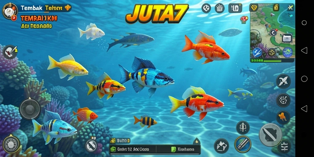 Tampilan gameplay seru saat menembak ikan di JUTA7.