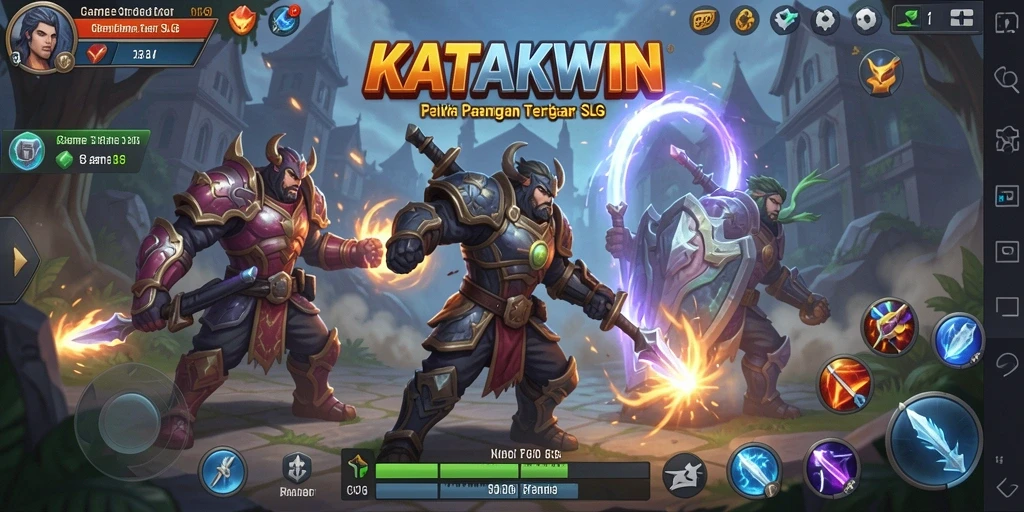 Tampilan gameplay seru dalam KATAKWIN dengan strategi bertarung.