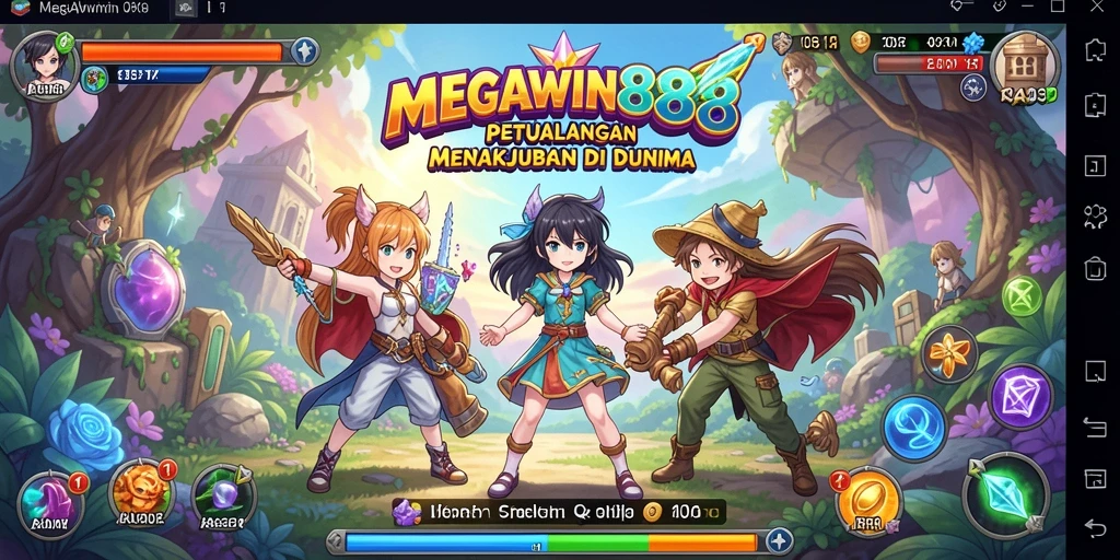 Tampilan gameplay menarik dari MEGAWIN888 dengan animasi karakter anime.