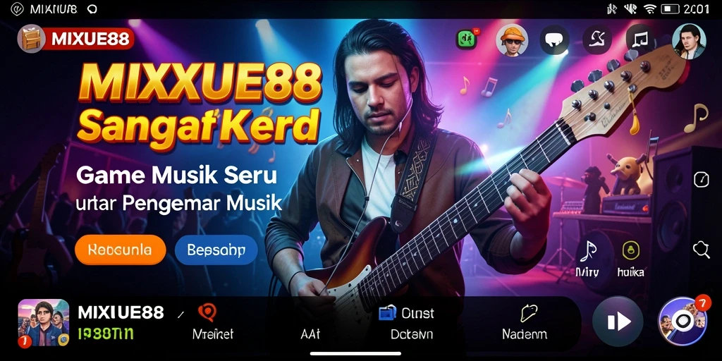 Tampilan gameplay seru di MIXUE88 dengan berbagai aktivitas musik.