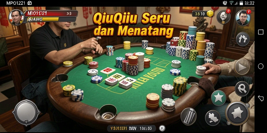 Tangkapan layar permainan QiuQiu yang menampilkan aksi seru.