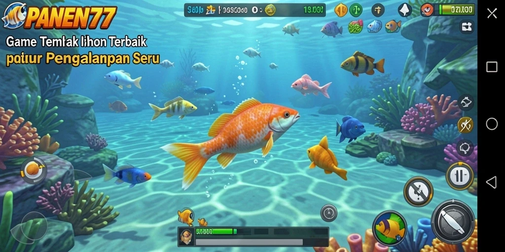 Tampilan gameplay seru dari PANEN77 dengan aksi menembak ikan.