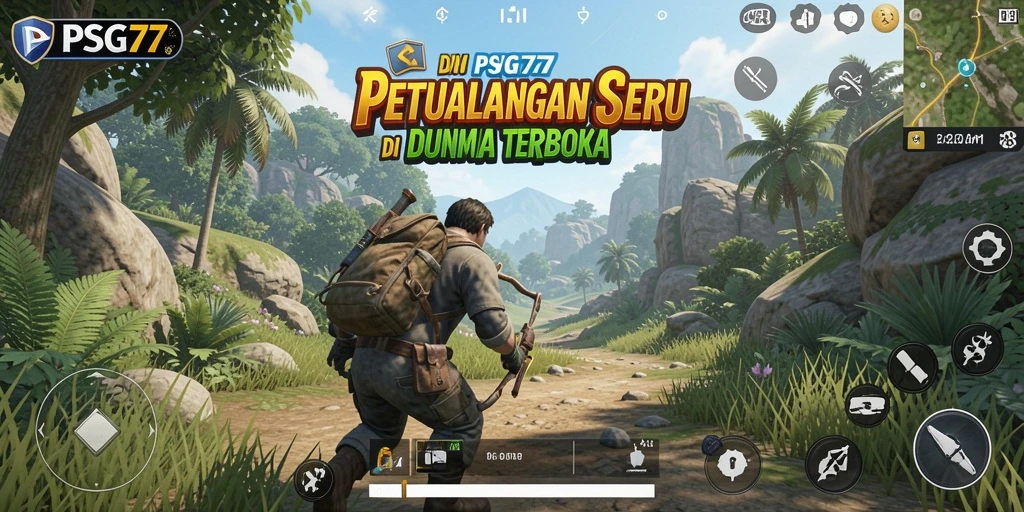Tampilan gameplay dalam dunia terbuka PSG77 yang menakjubkan.