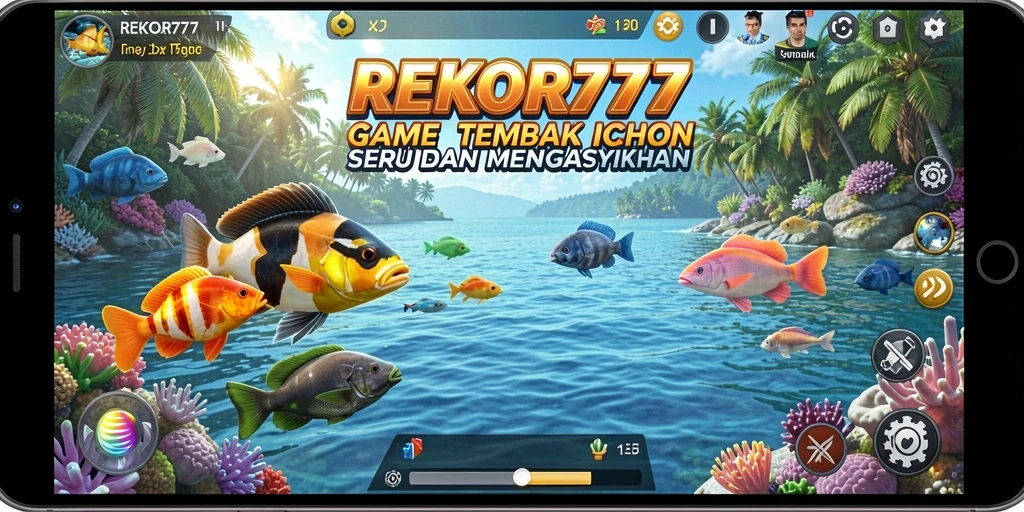 Screenshot menunjukkan aksi seru menembak ikan dalam REKOR777.