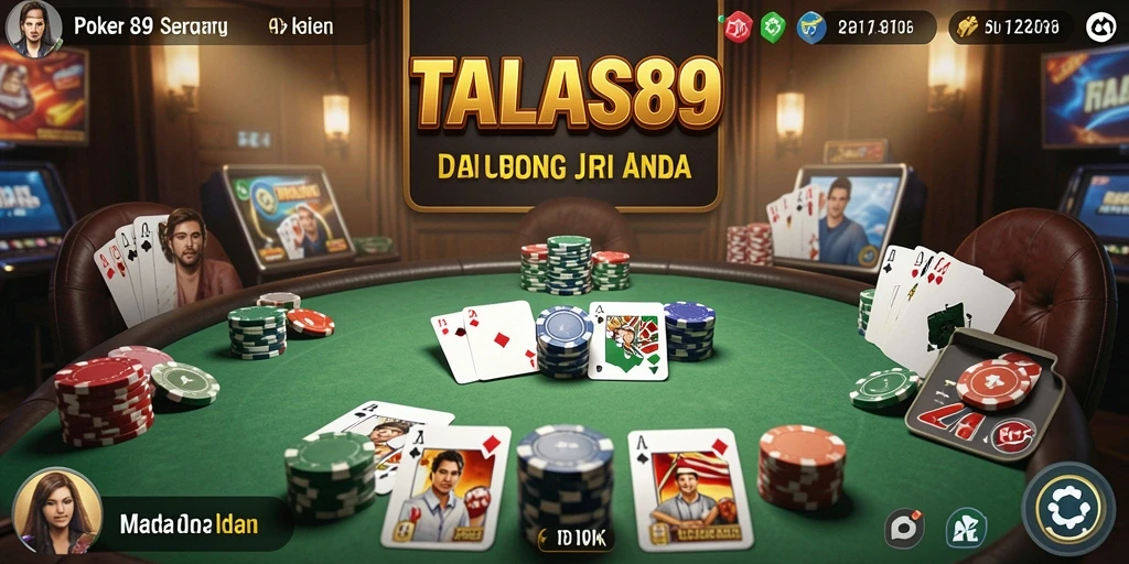 Tampilan gameplay poker yang mendebarkan dan interaktif.