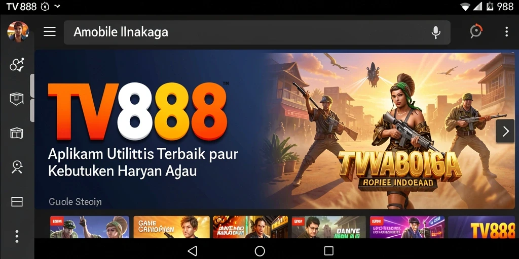 Tampilan utama TV888 dengan antarmuka yang sederhana dan intuitif.