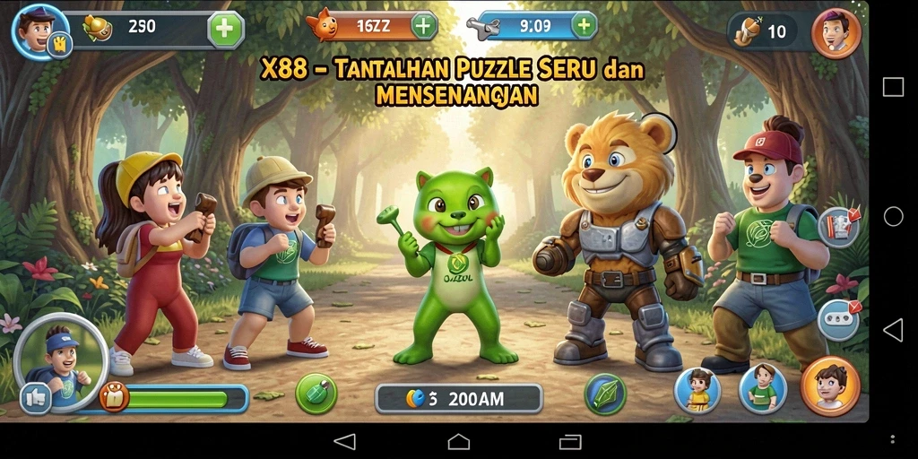 Tangkapan layar permainan X88 yang menunjukkan gameplay Puzzle menantang.